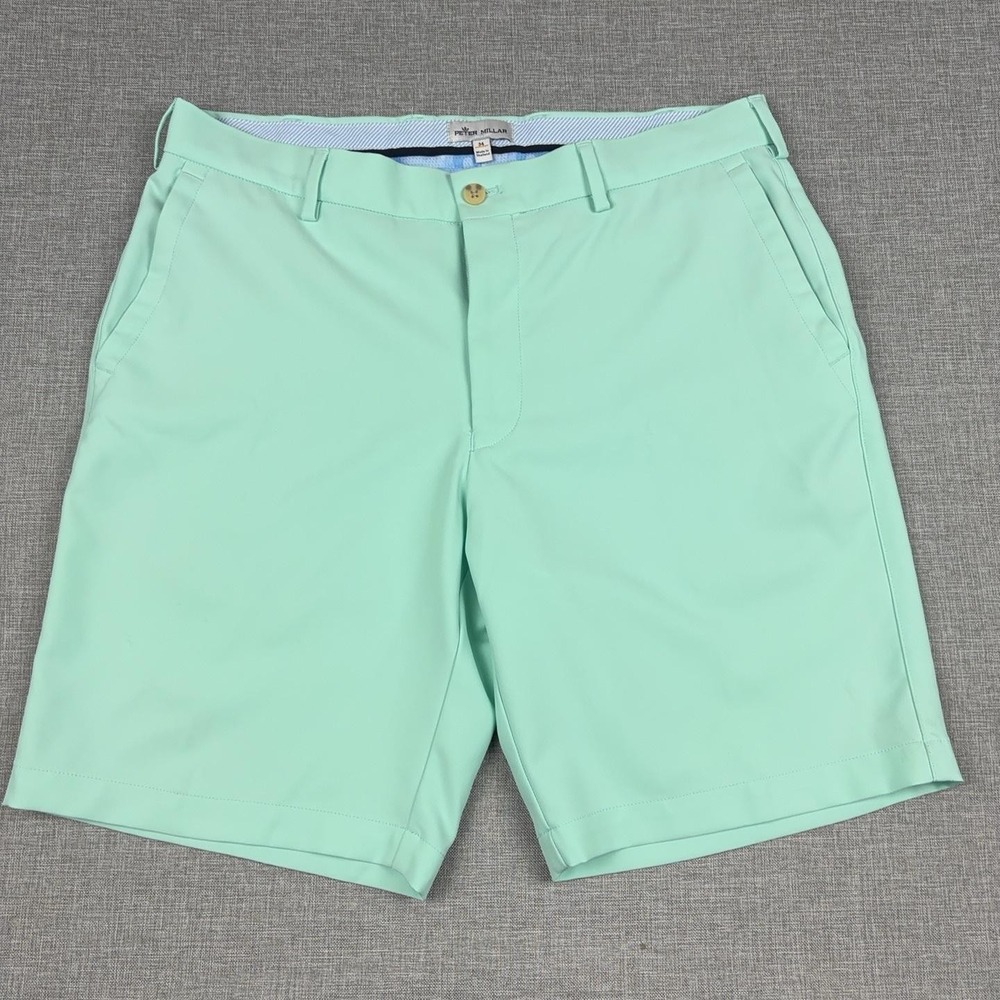 Peter Millar Salem High Drape Performance Golf Shorts Crown Mens 34 Yucca Green